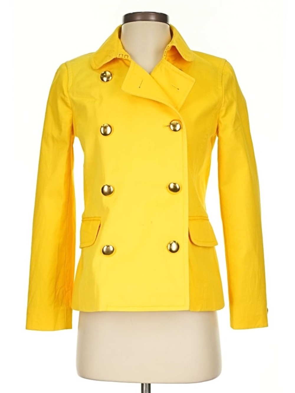 J. Crew Trudy Double Breasted Yellow Peacoat Jacket Size 6